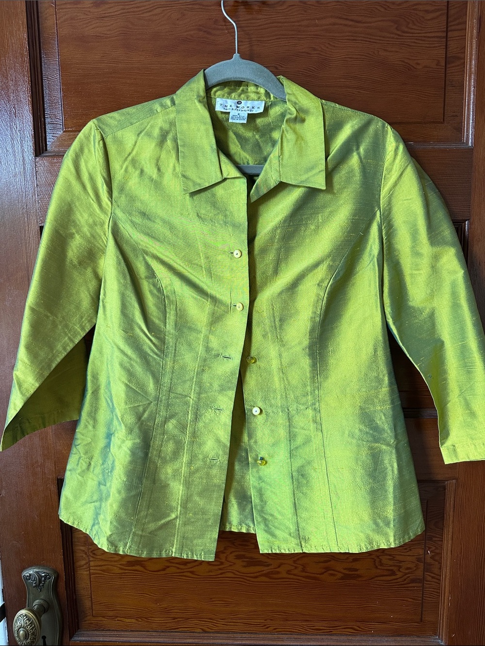 Vintage Saks Fifth Avenue Chartreuse Button-Front Womens Jacket